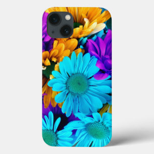 iPhone 13 Coque Marguerites Turquoise Or Pourpre iPad Air