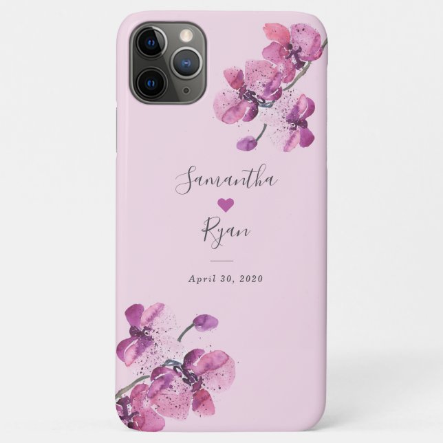 Coques Case-Mate iPhone Mariage de l'orchidée en aquarelle de prune (Dos)