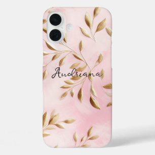 Coques iPhone 16 Plus Mariage Feuille Blush Pink Gold