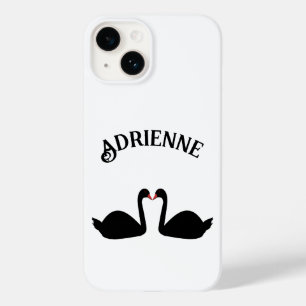 Coque Pour iPhone 14 Mariage gothique Baiser Black Swans Nom personnali