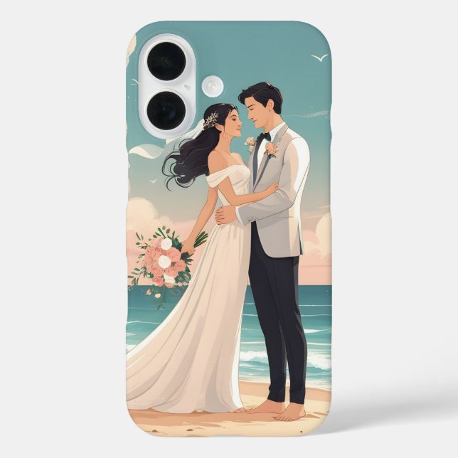 Coques Case-Mate iPhone Mariage romantique sur la plage - Mariée et chambr (Verso)