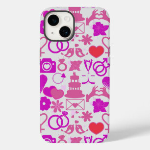 Coque Pour iPhone 14 Mariage rose ornements motif 03