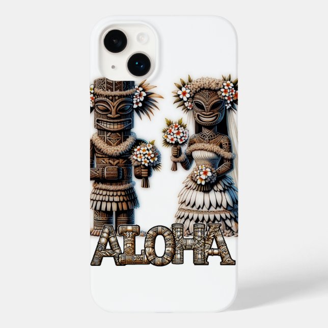 Coques Case-Mate iPhone Mariés polynésiens hawaïens Tiki pour mariage  (Verso)