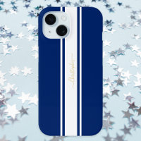 Marine Bleu Blanc Coulisses Or Monogramme