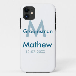 Case-Mate iPhone Case Marine bleu groomsman nom lettre date masculin par