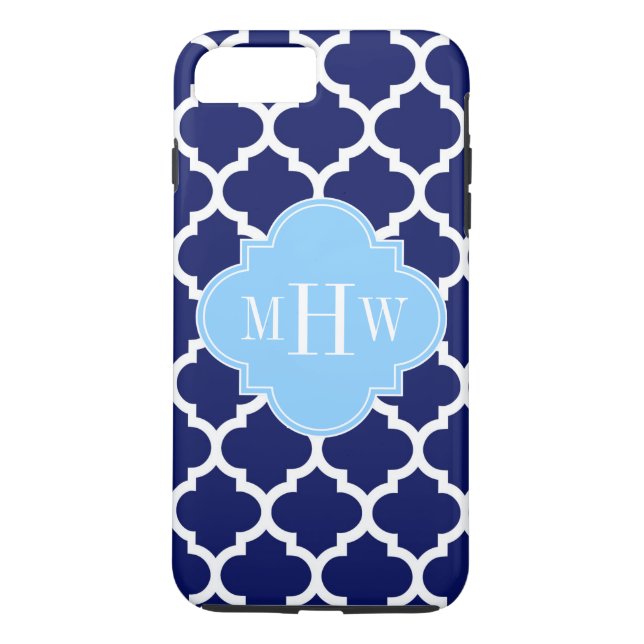 Coques Case-Mate iPhone Marine Bleu Marocain #5 Ciel Bleu Nom Monogramme (Dos)