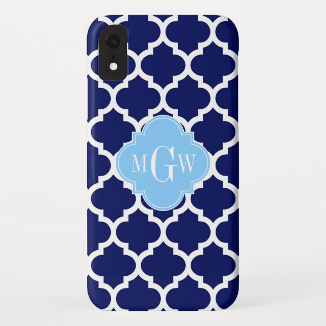 Coques Case-Mate iPhone Marine Bleu Marocain #5 Ciel Bleu Nom Monogramme (Dos)