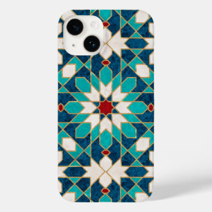 Coque Pour iPhone 14 Marine Bleu Turquoise Blanc Marbre Rouge Marbre Ma