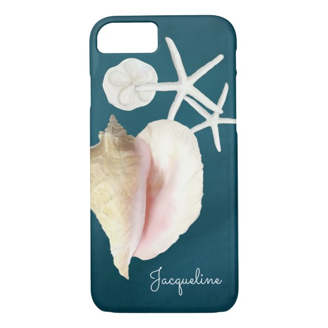 Coques Case-Mate iPhone Marine Blue Seashell Moderne Beach Conflit Starfis (Dos)