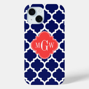 Coque Pour iPhone 15 Marine Whats Marocain #5 Coral Rouge 3 Monogramme 