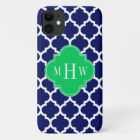 Marine White Marocain #5 Emerald 3 Monogramme init