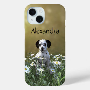 Coque Pour iPhone 15 Marionnette dalmate mignonne dans les marguerites
