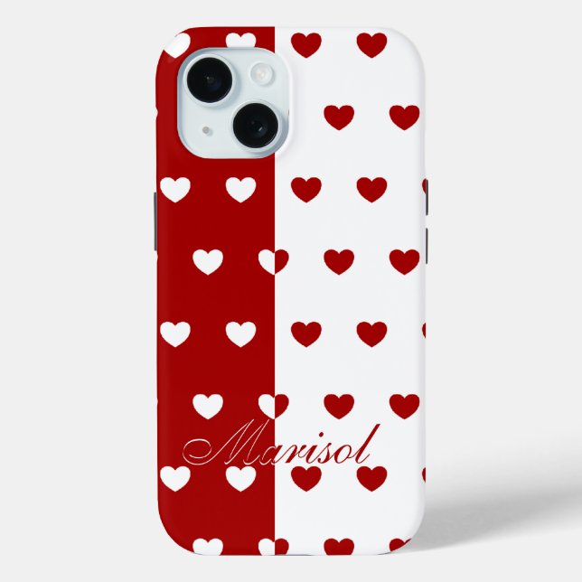 Coques Case-Mate iPhone Marisol - Nom personnalisé Modèle, rouge et blanc (Verso)