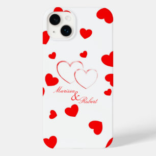 Coque Pour iPhone 14 Plus Marissa et Robert - coeurs mignons avec des noms -