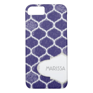 Coque iPhone 7 Marocain Quatrefoil Trellis Antique Grunge Damas