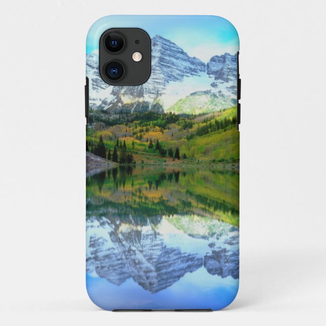 Coques Case-Mate iPhone Maroon Bells se reflétant dans le lac Maroon (Dos)