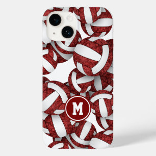 Coque Pour iPhone 14 Maroon blanc équipe couleurs girly volleyballs