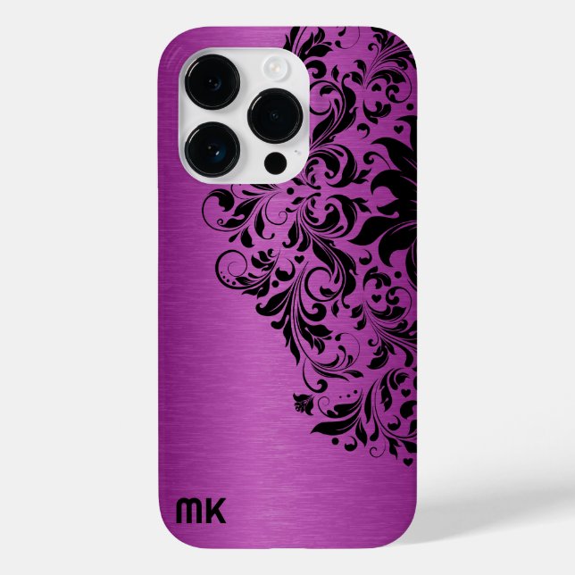 Coques Case-Mate iPhone Maroon métallique Rouge Texture noir dentelle et t (Verso)