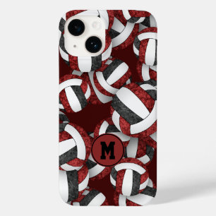 Coque Pour iPhone 14 Maroon noir girly volleyballs motifs cadeaux