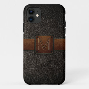 Etui iPhone Case-Mate Marque marron en cuir noir