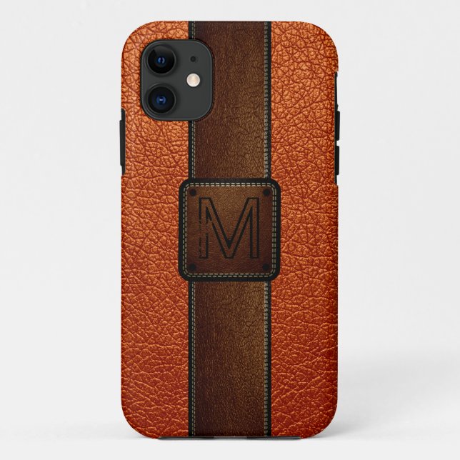 Coques Case-Mate iPhone Marque marron en cuir orange (Dos)