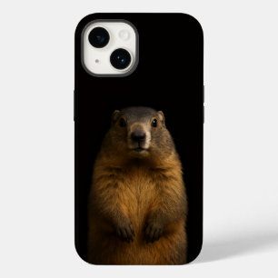 Coque Pour iPhone 14 Marron 4 Luxe iPhone 14 Mate, Marmotte Fluffy