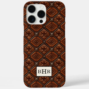 Coques iPhone 16 Pro Max Marron Diamant Cuir Monogrammé