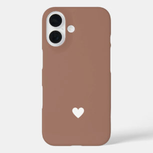 Coque Pour iPhone 16 Marron Mocca Cœur Simple Amour Chic Moderne