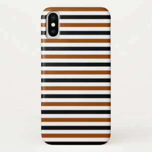 Case-Mate iPhone Case Marron Noir et blanc motif rayures