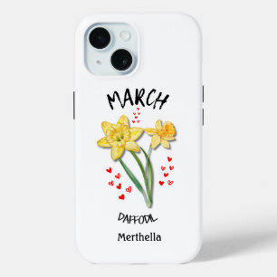 Coque Pour iPhone 15 MARS Mois de naissance Fleur Nom personnalisé