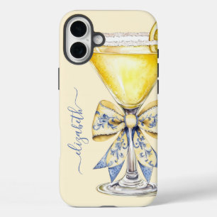 Coques iPhone 16 Plus Martini au Citron Élégant Monogrammé