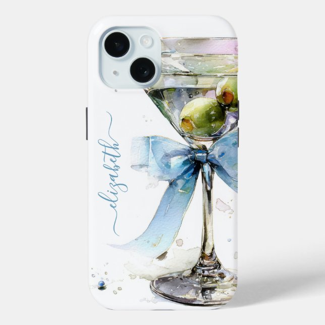 Coques Case-Mate iPhone Martini Élégant Monogrammé (Verso)