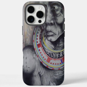 iPhone 16 Pro Max Case Masaï Mère & Enfant avec Lion Art Imprimer/Graphiq