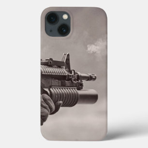 Coques Pour iPhone Masculine de sous-mitrailleuse Soldat noir et blan