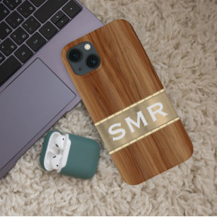 Case-Mate iPhone Case Masculine Métal apparence bois Monogramme Initiale