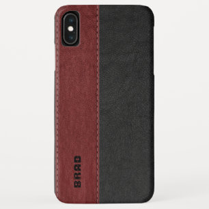 Case-Mate iPhone Case Masculine Noir & Rouge Faux Cuir