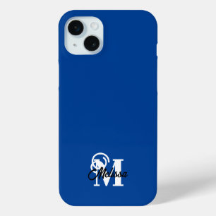 Coque iPhone 15 Mini Masquage minimaliste bleu et blanc