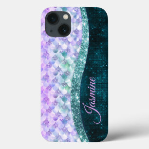 Case-Mate iPhone Case Masque de peau de sirène turquoise argent faux par
