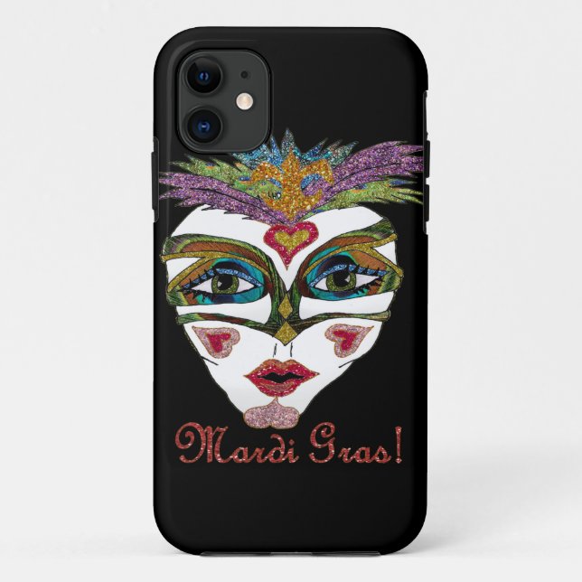 Coques Case-Mate iPhone Masque de plumes de Parties scintillant Mardi Gras (Dos)