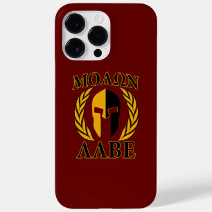 Coque Pour Pour iPhone 14 Pro Max Masque de Spartan Molon Labe Lauriers Bourgogne Dé