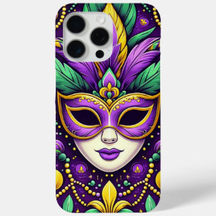 Coque iPhone 15 Pro Max Masque Mardi Gras/perles/fleur de lis