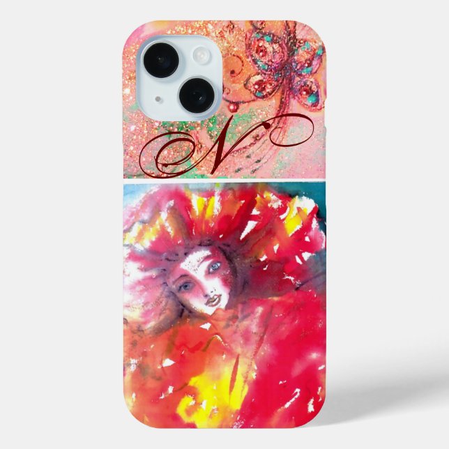 COQUES Case-Mate iPhone MASQUÉRADE VÉNÉTIENNE - MASQUE EN MONOGRAMME ROUGE (Verso)