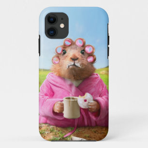 Coque iPhone 11 Matin Groundhog avec le beignet et le café de