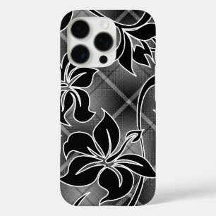Coques iPhone 16 Pro Mauna Loa Hibiscus Hawaii Plaid Noir