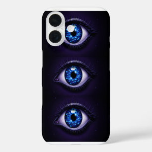 Coque Pour iPhone 16 Mauvais Œil sur Toile Pailletée Sombre