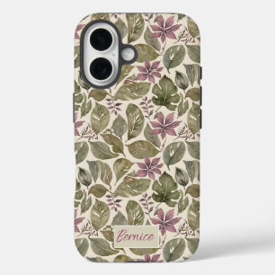 Coque Pour iPhone 16 Mauve botanique & Sage feuillu