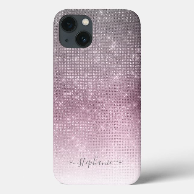 Coques Case-Mate iPhone Mauve Ombre Sparkle Parties scintillant Monogramme (Verso)