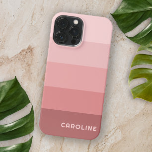 Coque iPhone 15 Pro Max Mauve Taupe pêche rose pastel personnalisé rayures