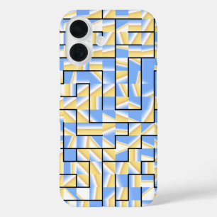 Coque Pour iPhone 16 Maze bleu et jaune