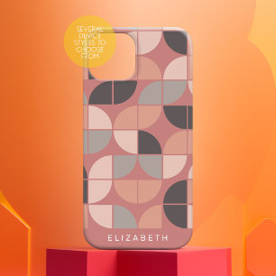 Coque Pour iPhone 16 MCM Mod Circles Motif rose or rose pâle gris